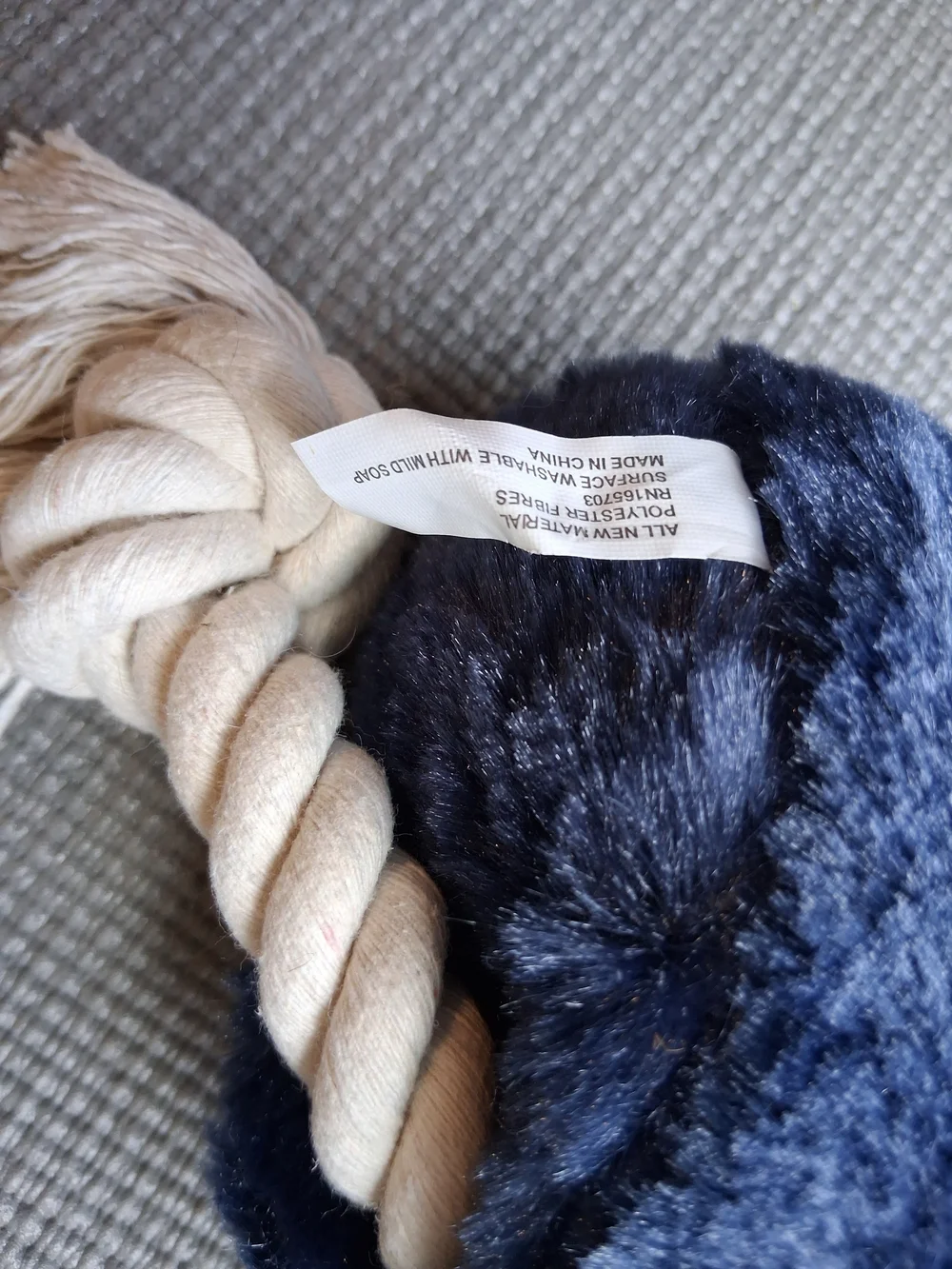 New Plush Sloth Rope Dog Toy- Deep Blue
